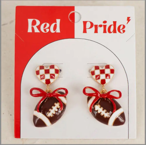 Red and White Color Gameday Stud Earring