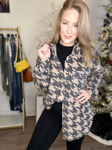 Charcoal Houndstooth Shacket