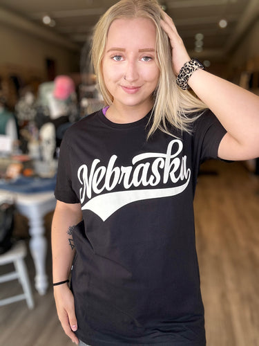 State Scripted Black Tee