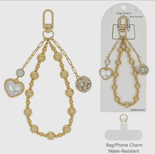 Gold Beaded Chain Bag Charm