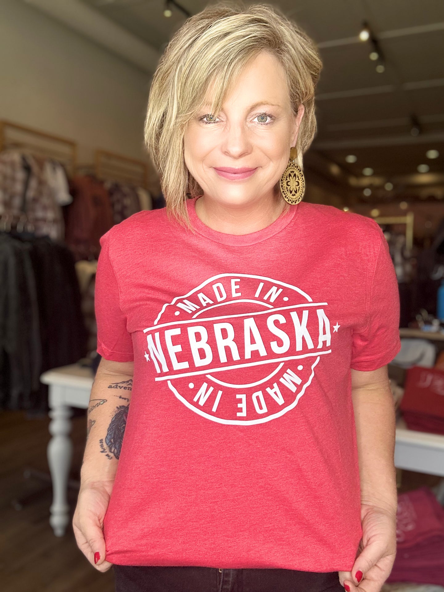 Made In NE Heather Red Graphic Tee