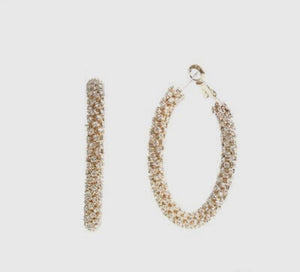 Gold Diamond Rhinestone Hoop