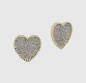 Silver Metallic Heart Stud Earrings