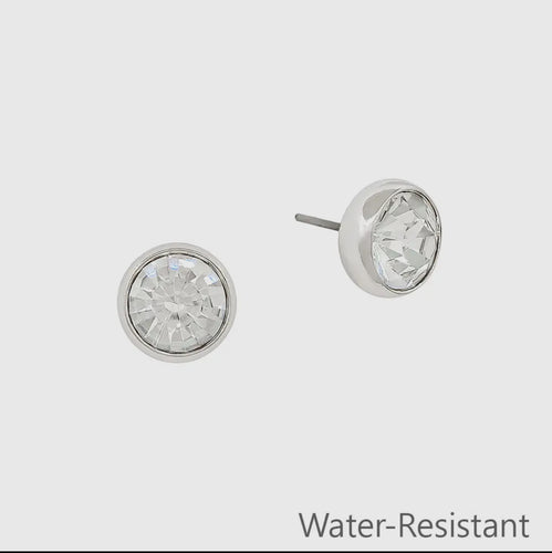 Silver with 8mm Crystal Post Earring