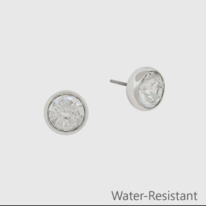 Silver with 8mm Crystal Post Earring