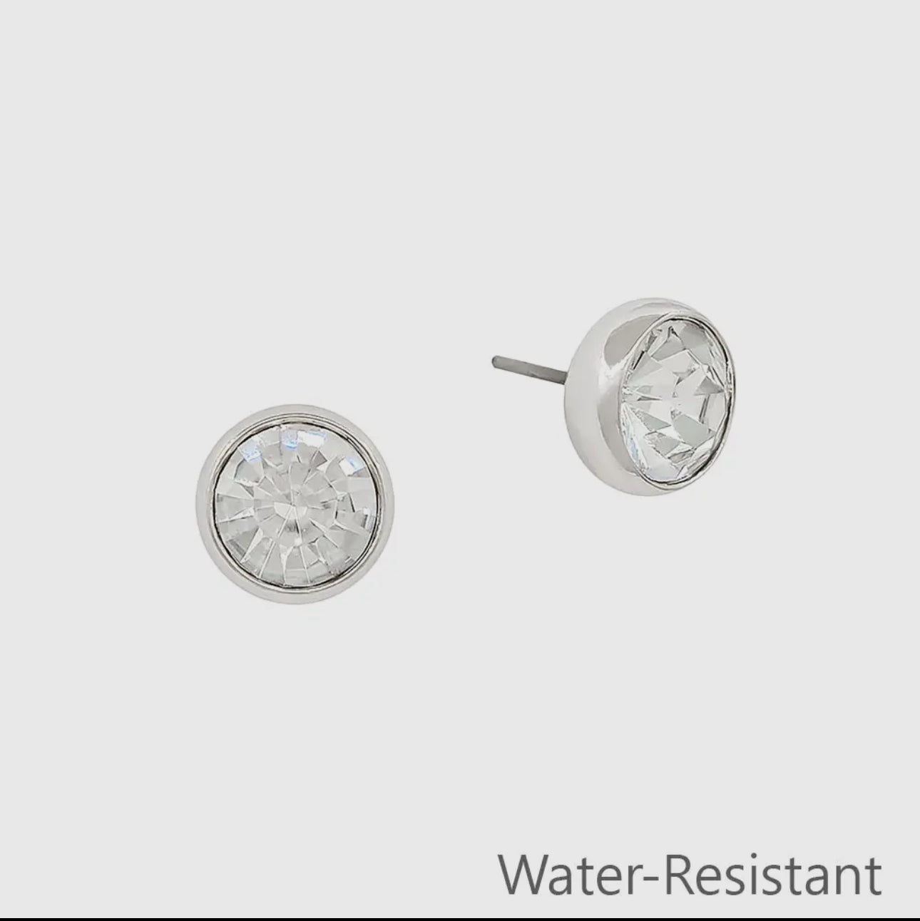 Silver with 8mm Crystal Post Earring