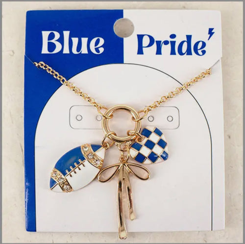 Gameday Charm Necklace Blue & White