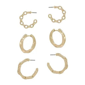 Gold Hoop Earring Trio