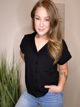 Load image into Gallery viewer, *Restock* Black Collared Button Up Top