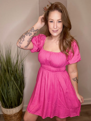 Pink Bodice Off Shoulder Dress
