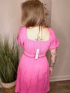 Pink Bodice Off Shoulder Dress