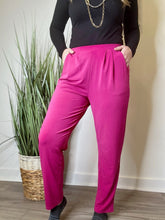 Load image into Gallery viewer, Magenta Pleated Pocket Pants