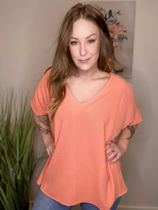 Coral Woven Dolman Short Sleeve Top S - 3X