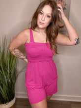 Load image into Gallery viewer, Hot Pink Ivory Striped Romper