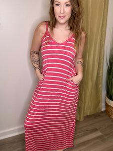 Rose Striped Cami Pocketed Dress