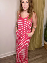Load image into Gallery viewer, Rose Striped Cami Pocketed Dress