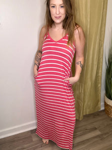 Rose Striped Cami Pocketed Dress