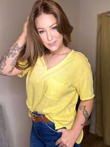 Yellow Loose Fit Pocket Tee