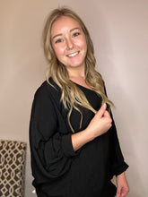 Load image into Gallery viewer, Black Dolman Puff Sleeve Blouse