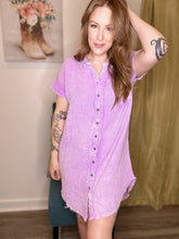 Load image into Gallery viewer, Lavender Washed Shirt Dress