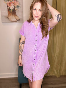 Lavender Washed Shirt Dress