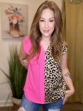 Load image into Gallery viewer, Hot Pink Color Block Printed Blouse