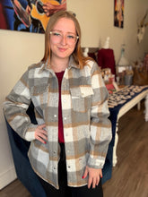 Load image into Gallery viewer, Ivory &amp; Taupe Plaid Shacket