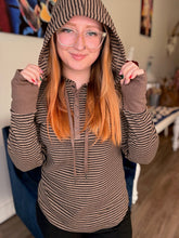 Load image into Gallery viewer, Coffee Henley Hooded Long Sleeve