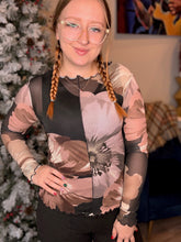 Load image into Gallery viewer, Black Multi Floral Sheer Top