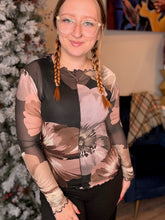 Load image into Gallery viewer, Black Multi Floral Sheer Top