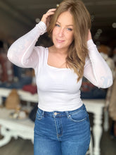 Load image into Gallery viewer, White Square Neck Long Sleeve Top