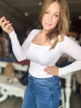 Load image into Gallery viewer, White Square Neck Long Sleeve Top