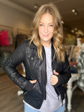 Load image into Gallery viewer, Black Hooded Bomber Jacket