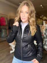 Load image into Gallery viewer, Black Hooded Bomber Jacket