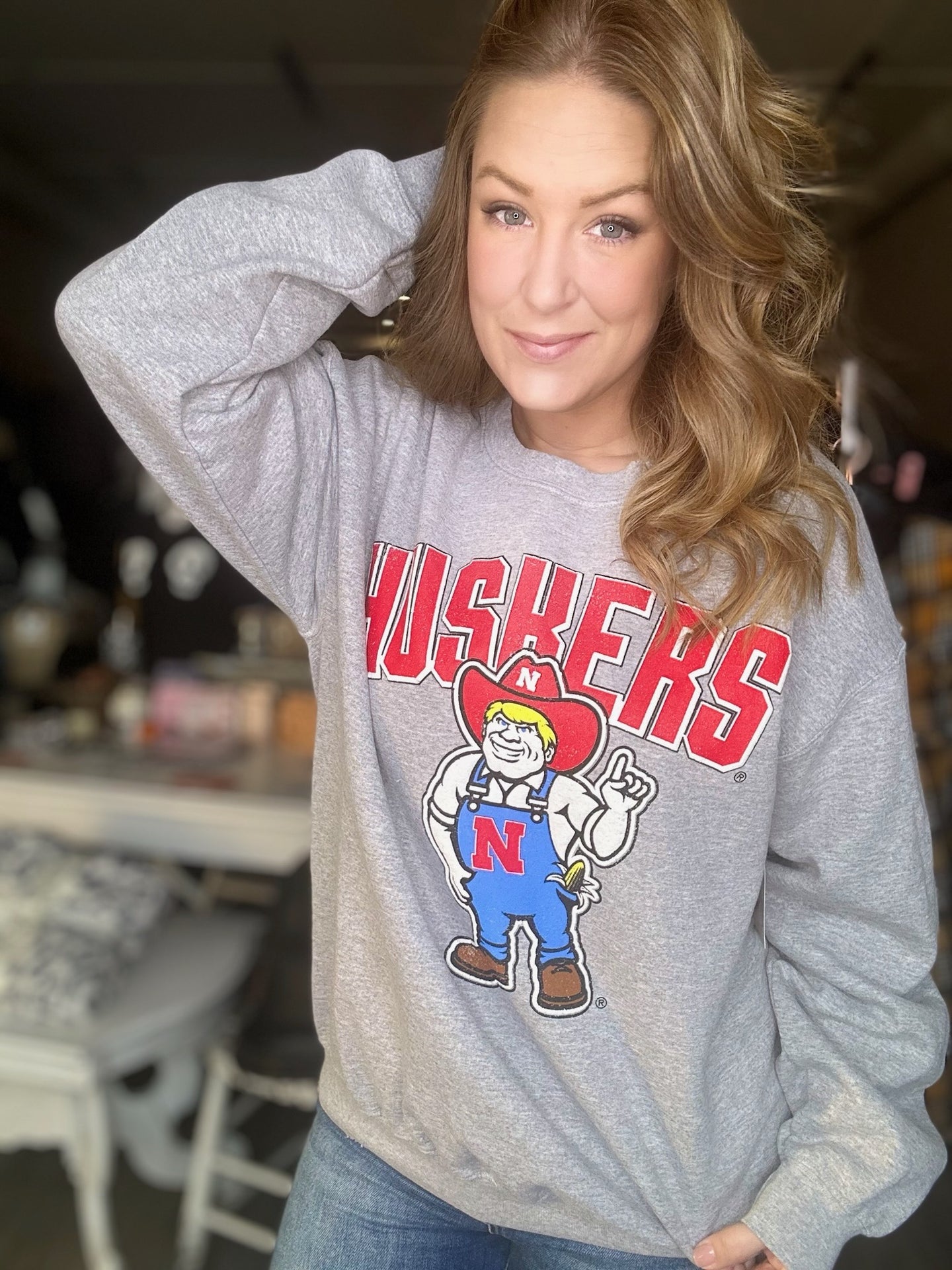 Nebraska Mascot Gray Sweatshirt