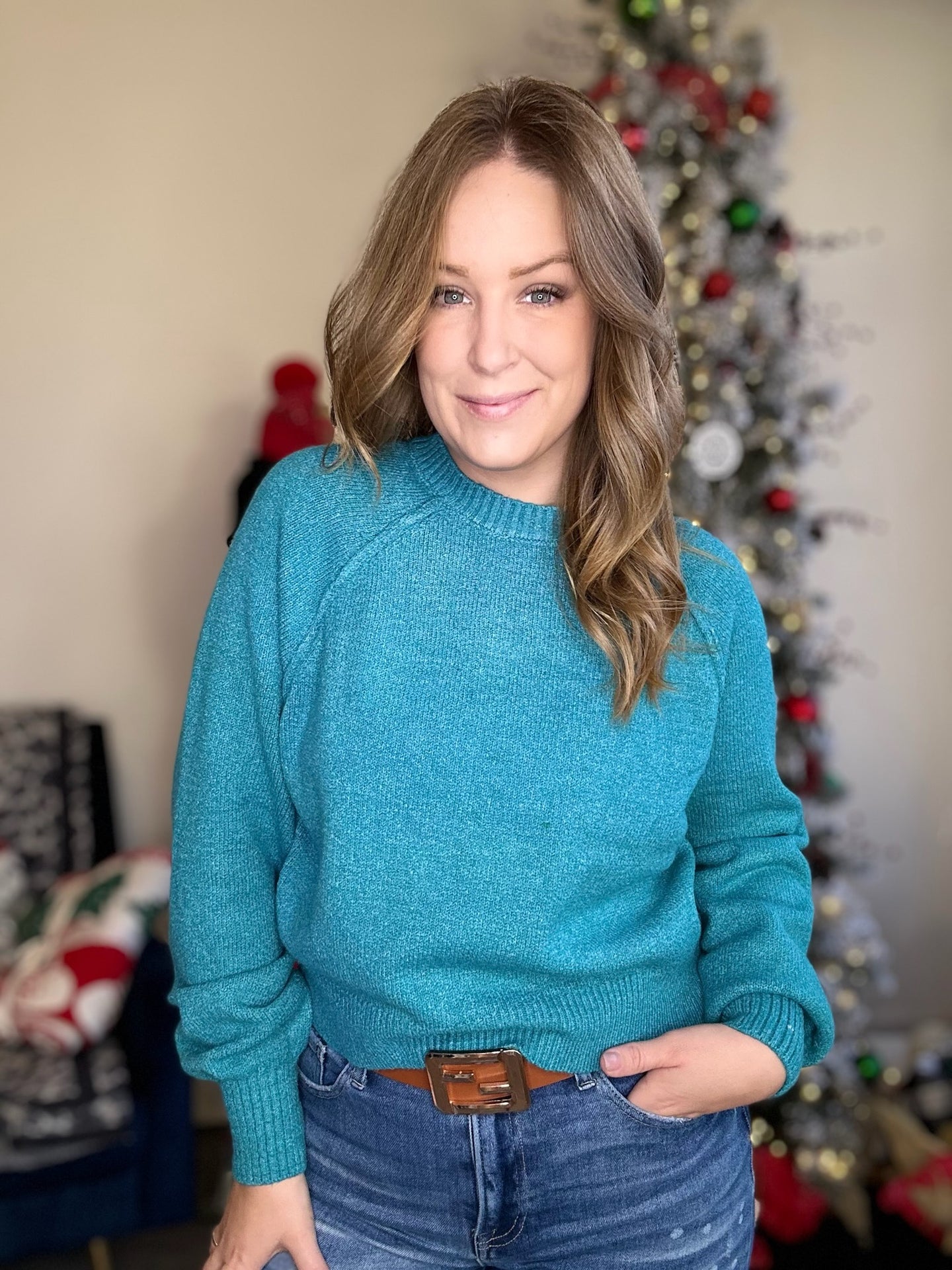 Teal Raglan Sweater
