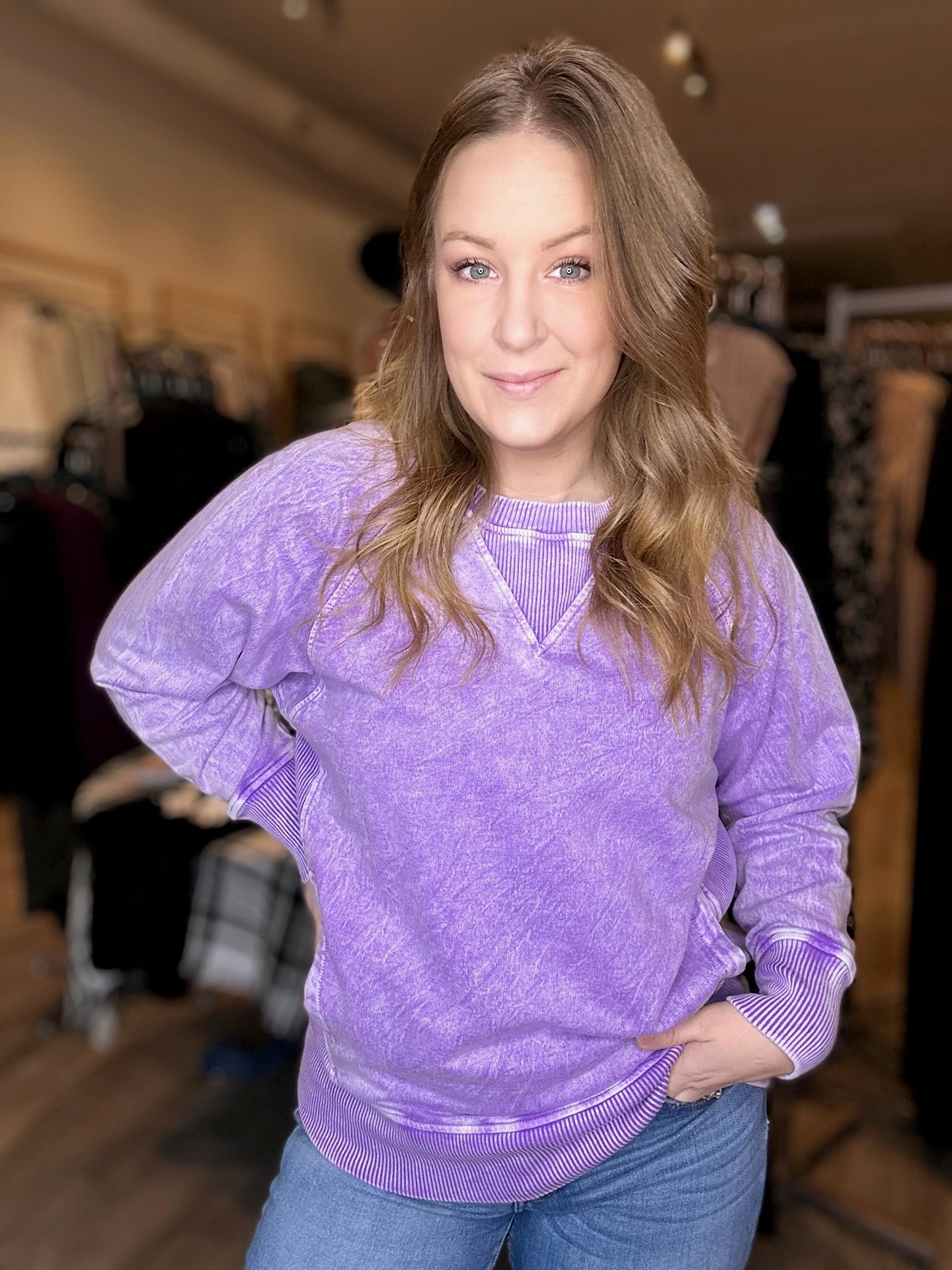 Violet Vintage Wash Pullover