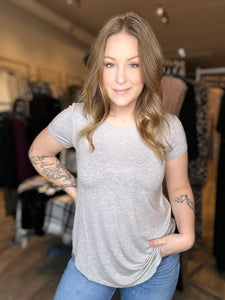 Grey Flowy Short Sleeve Top