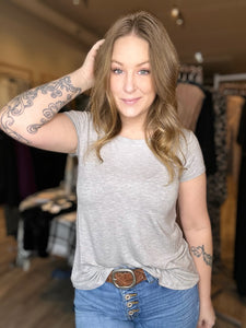 Grey Flowy Short Sleeve Top