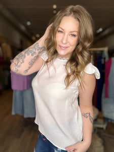 White Lace Short Sleeve Blouse