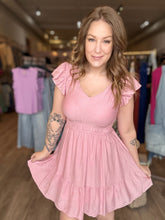 Load image into Gallery viewer, Pink Short Sleeve Ruffle Dress