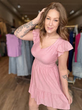 Load image into Gallery viewer, Pink Short Sleeve Ruffle Dress