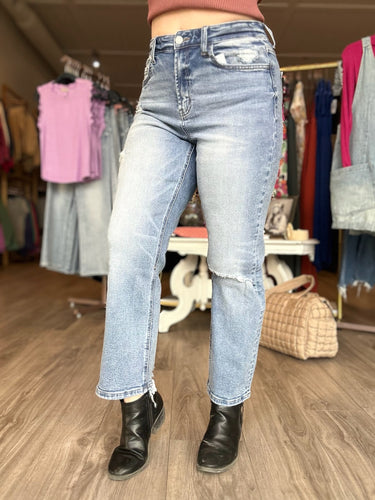 Vervet High Rise Distressed Crop Jeans