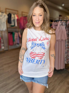 White Liberty Graphic Tank