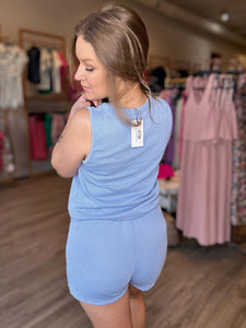 Baby Blue Ribbed Tank & Short Set