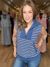 Load image into Gallery viewer, Blue Sleeveless Half Zip