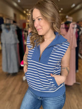 Load image into Gallery viewer, Blue Sleeveless Half Zip