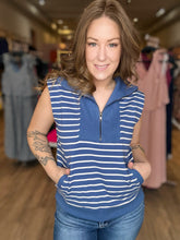 Load image into Gallery viewer, Blue Sleeveless Half Zip