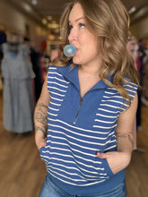 Load image into Gallery viewer, Blue Sleeveless Half Zip
