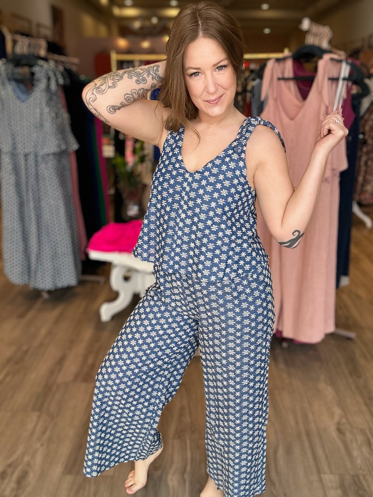 Denim Set Illusion Embroidered JumpSuit